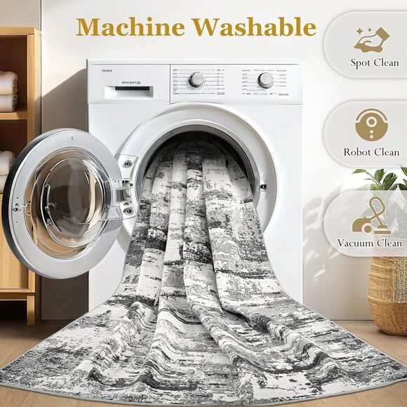 VK VK·LIVING 5'x7' Area Rugs 5'x7' Washable Rug 5'x7' 5' x 7' Light-grey‎  NEW - Picture 2 of 6